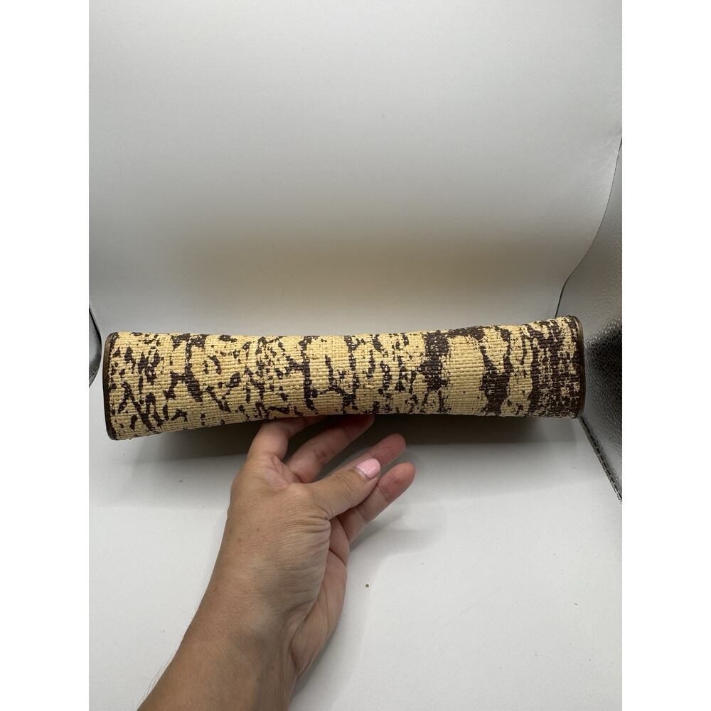 Vtg Rare Elaine Turner Straw Envelope Clutch Splatter Print Leather Trim Italy - Picture 5 of 11
